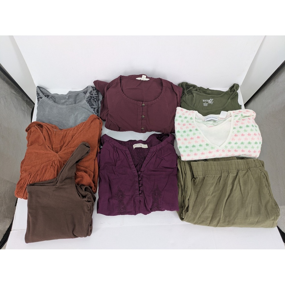 Plus Clothing 1X XL Flowy Shirts Dress Linen Pants Fall Minimalist Boho Cottage